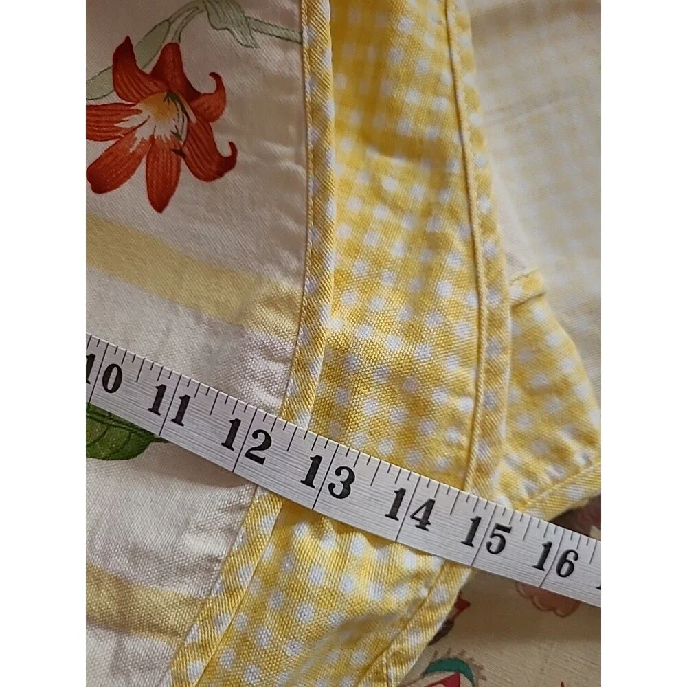 2 Waverly Pastoral Valance Botanical Yellow Gingham Butterfly Leaves 78 x 15
